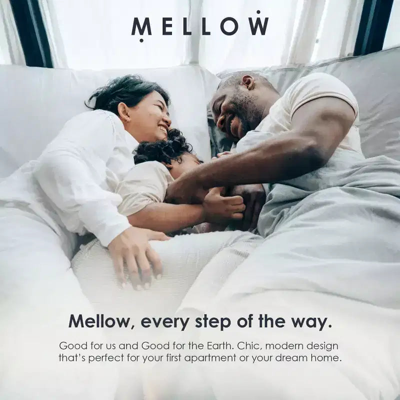Cadre de lit plateforme Mellow KASI en métal et bois avec étagère de tête de lit intégrée