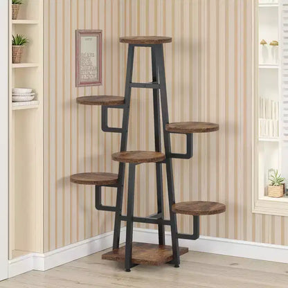 MAYEERTY 43.3-Inch Plant Stand 6 Large Round Panels Sunlight-Friendly High-Low Design