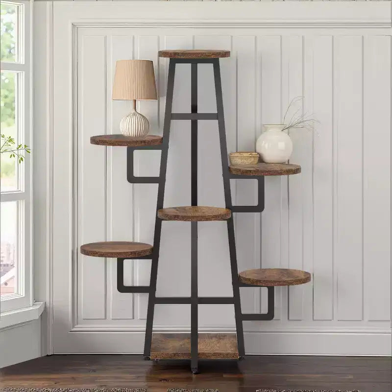 MAYEERTY 43.3-Inch Plant Stand 6 Large Round Panels Sunlight-Friendly High-Low Design