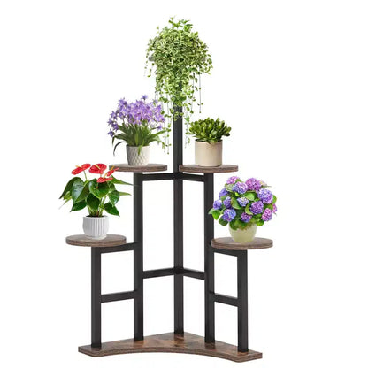 MAYEERTY 43.3-Inch Plant Stand 6 Large Round Panels Sunlight-Friendly High-Low Design