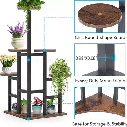 MAYEERTY 43.3-Inch Plant Stand 6 Large Round Panels Sunlight-Friendly High-Low Design