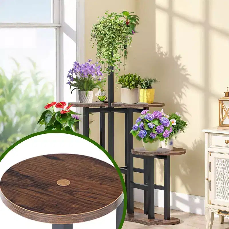 MAYEERTY 43.3-Inch Plant Stand 6 Large Round Panels Sunlight-Friendly High-Low Design