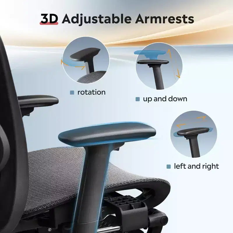 GALAXHERO Ergonomic Mesh Office Chair High Back Reclining Desk Chair with Retractable Footrest & Adjustable Lumbar Support Tilt Function Black