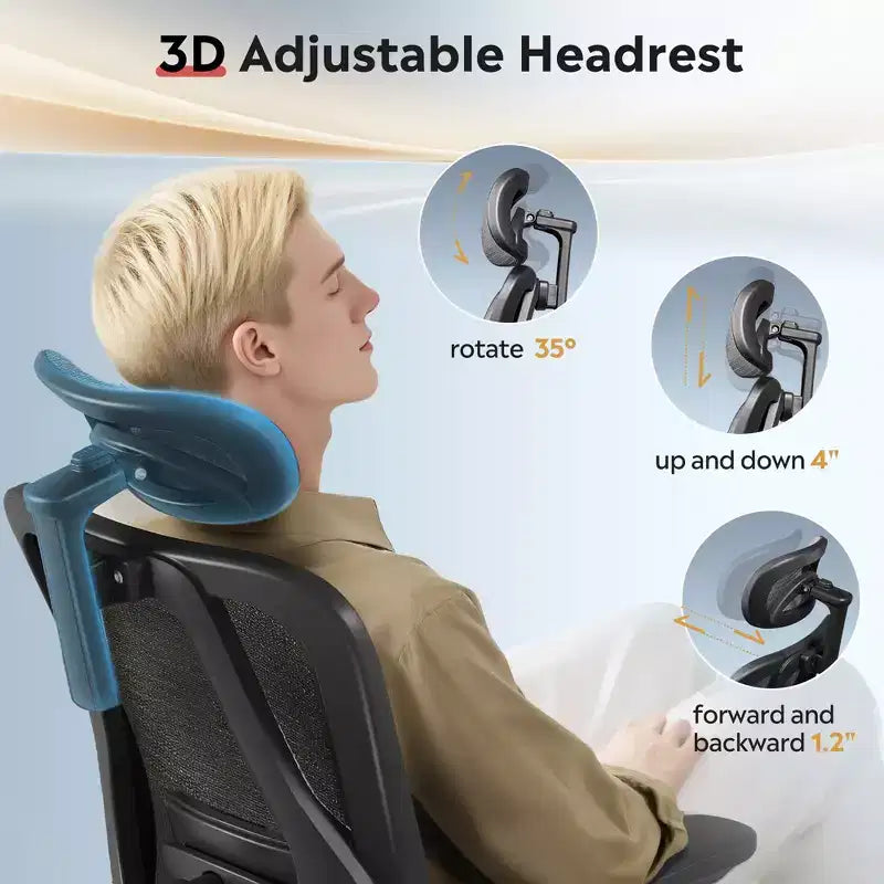 GALAXHERO Ergonomic Mesh Office Chair High Back Reclining Desk Chair with Retractable Footrest & Adjustable Lumbar Support Tilt Function Black