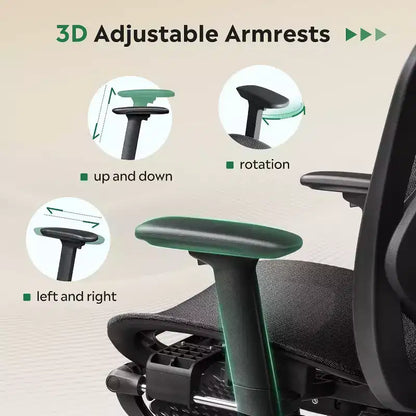 GALAXHERO Ergonomic Mesh Office Chair High Back Reclining Desk Chair with Retractable Footrest & Adjustable Lumbar Support Tilt Function Black