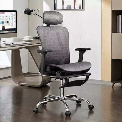 GALAXHERO Ergonomic Mesh Office Chair High Back Reclining Desk Chair with Retractable Footrest & Adjustable Lumbar Support Tilt Function Black