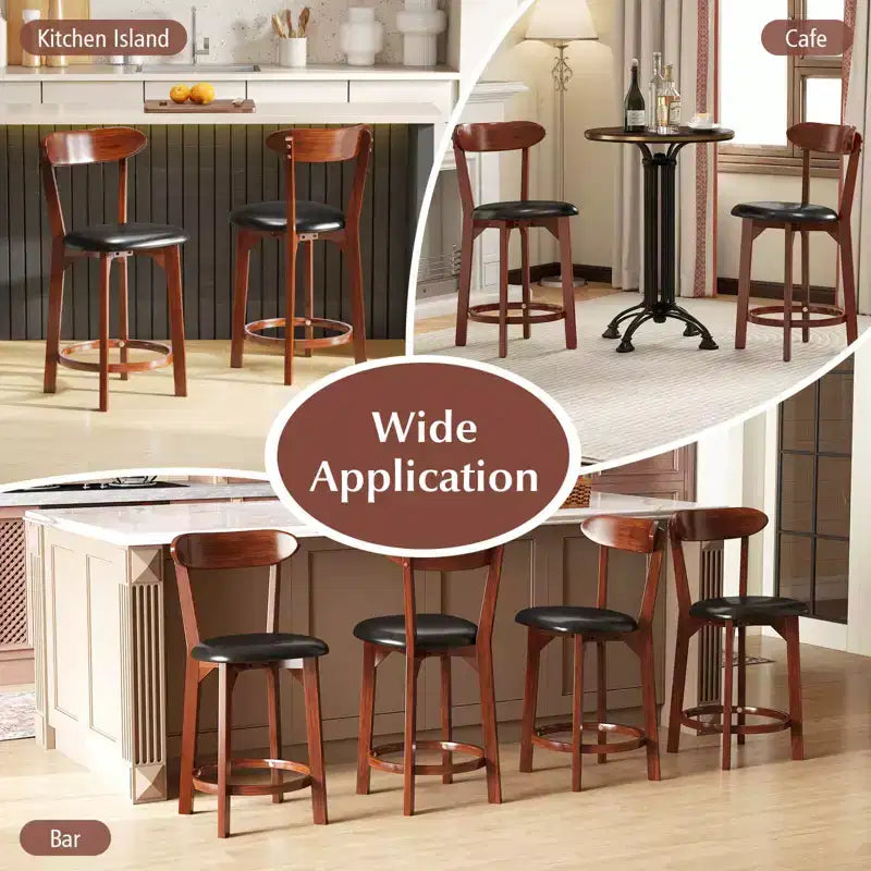 Costway 23.5 Bar Stool Set of 2/4 with Curved Backrest & Footrest Counter Height Stools