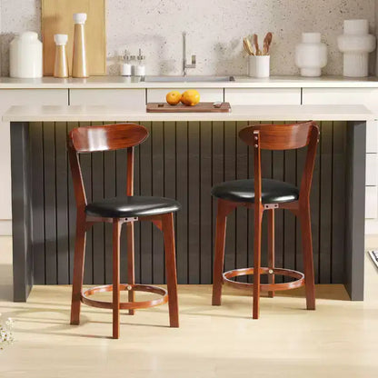 Costway 23.5 Bar Stool Set of 2/4 with Curved Backrest & Footrest Counter Height Stools