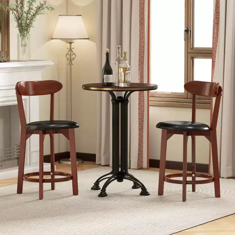 Costway 23.5 Bar Stool Set of 2/4 with Curved Backrest & Footrest Counter Height Stools