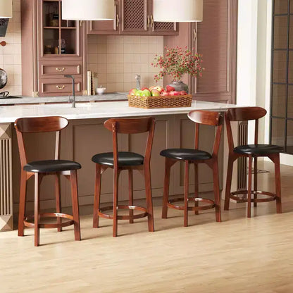 Costway 23.5 Bar Stool Set of 2/4 with Curved Backrest & Footrest Counter Height Stools