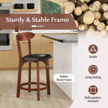 Costway 23.5 Bar Stool Set of 2/4 with Curved Backrest & Footrest Counter Height Stools