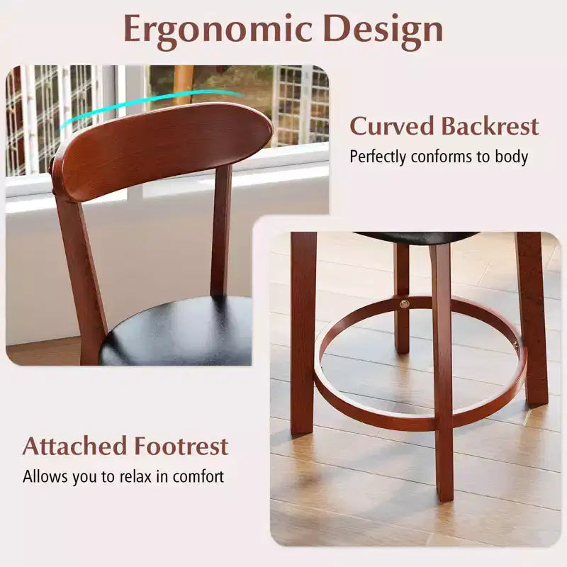 Costway 23.5 Bar Stool Set of 2/4 with Curved Backrest & Footrest Counter Height Stools