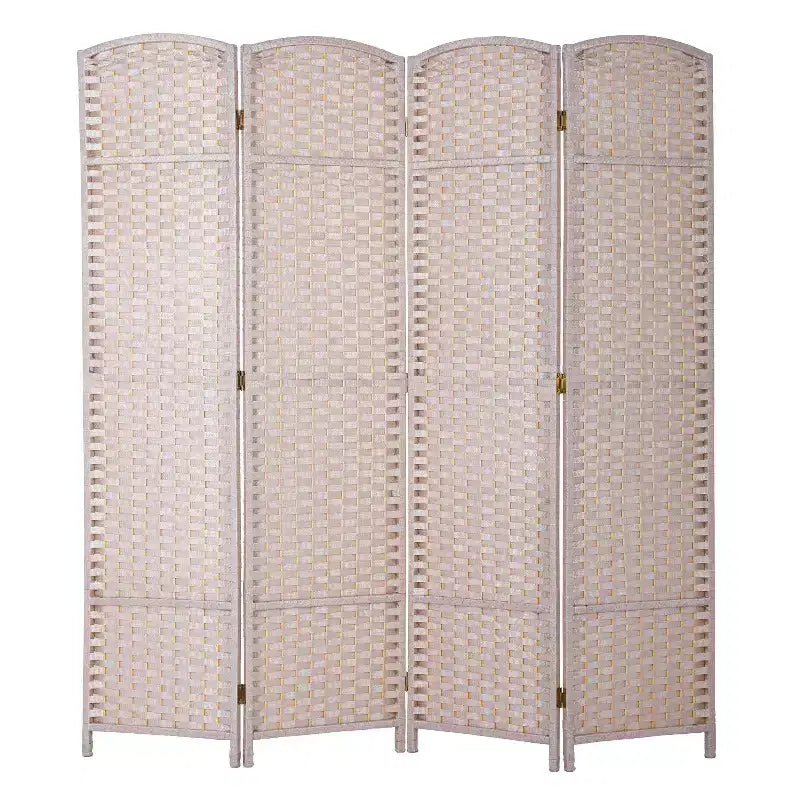FDW Round Top Woven Room Divider 4/6/8-Panel Foldable Partition Screen for Home Office