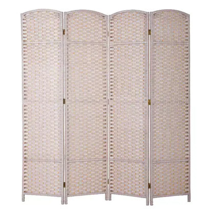 FDW Round Top Woven Room Divider 4/6/8-Panel Foldable Partition Screen for Home Office