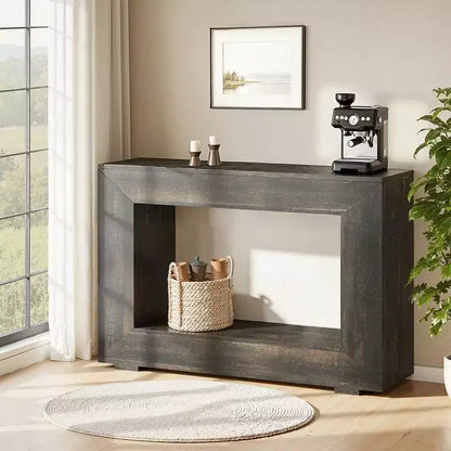 MAYEERTY Farmhouse Rustic Wood Grain Console Table with Vintage Simple Charm