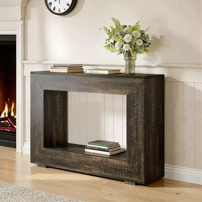 Table console rustique en bois MAYEERTY de style ferme avec charme vintage et simplicité