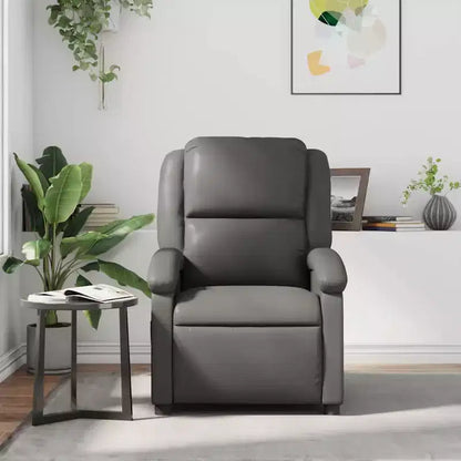 Fauteuil inclinable manuel VidaXL avec dossier/repose-pieds réglable, canapé inclinable en similicuir gris pour un confort optimal