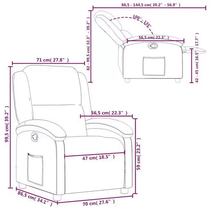 Fauteuil inclinable manuel VidaXL avec dossier/repose-pieds réglable, canapé inclinable en similicuir gris pour un confort optimal