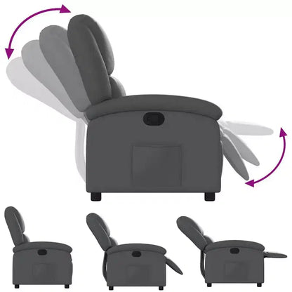 Fauteuil inclinable manuel VidaXL avec dossier/repose-pieds réglable, canapé inclinable en similicuir gris pour un confort optimal