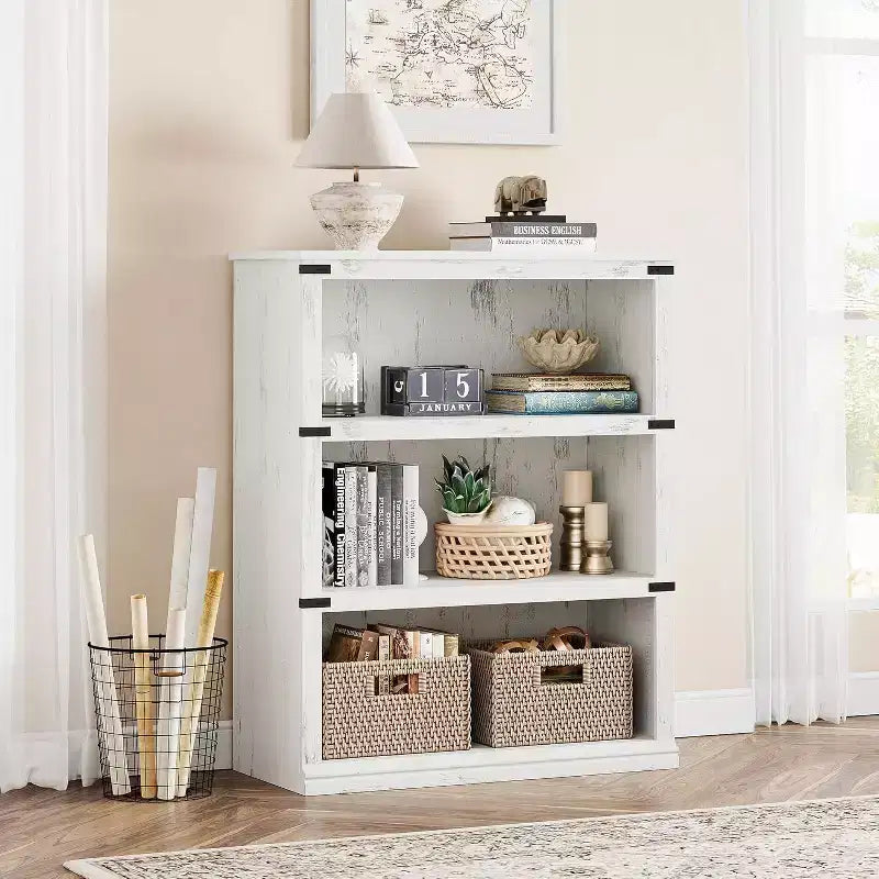 3 Tier Bookcase, Freestanding Wooden Bookshelf Storage Organizer Display Shelf, for Display of Books & Home Decor
