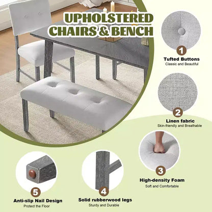 Lot de 4 chaises de salle à manger capitonnées, banc capitonné, banc de lit avec siège rembourré - Modernluxe