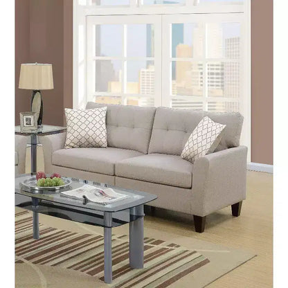 Ensemble de canapés modernes 2 pièces Okak avec coussins épais, pieds en pin massif, causeuse rembourrée pour appartements, salon