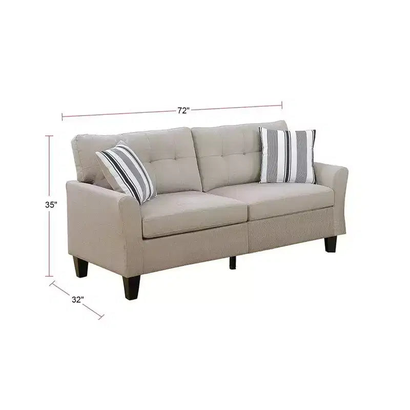 Ensemble de canapés modernes 2 pièces Okak avec coussins épais, pieds en pin massif, causeuse rembourrée pour appartements, salon