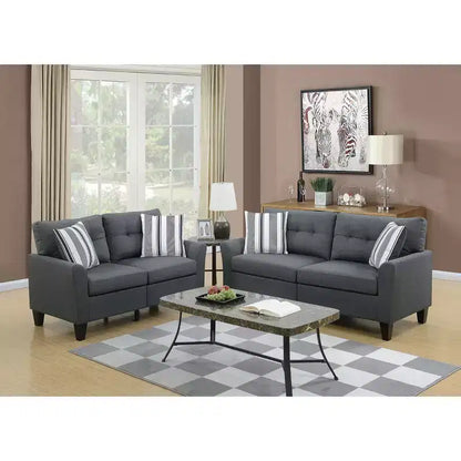 Ensemble de canapés modernes 2 pièces Okak avec coussins épais, pieds en pin massif, causeuse rembourrée pour appartements, salon