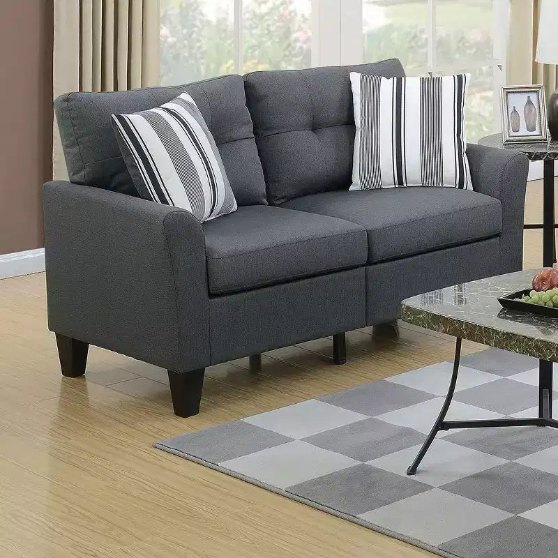 Ensemble de canapés modernes 2 pièces Okak avec coussins épais, pieds en pin massif, causeuse rembourrée pour appartements, salon