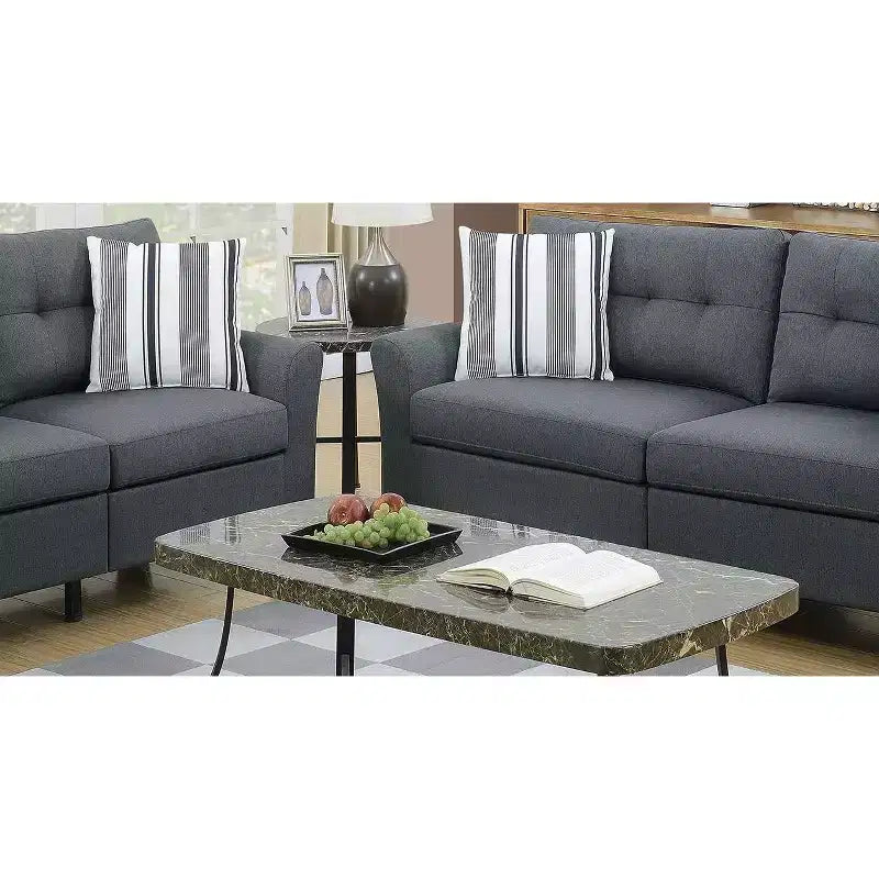Ensemble de canapés modernes 2 pièces Okak avec coussins épais, pieds en pin massif, causeuse rembourrée pour appartements, salon