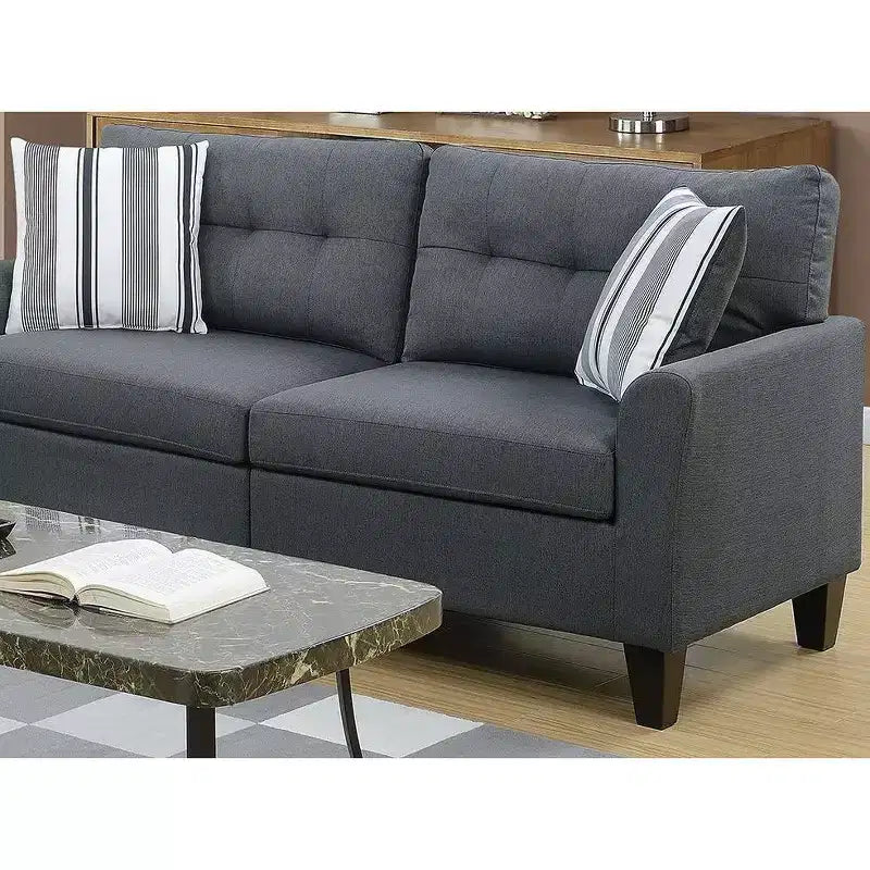 Ensemble de canapés modernes 2 pièces Okak avec coussins épais, pieds en pin massif, causeuse rembourrée pour appartements, salon
