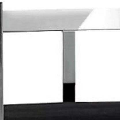 HomeRoots 26 Chaise de bar mi-hauteur dossier bas en velours noir et argent et acier inoxydable