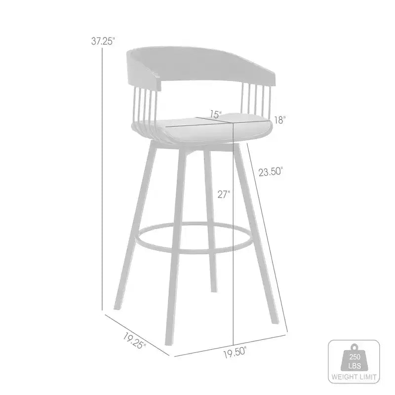 Tabouret de bar pivotant HomeRoots 27 en tissu gris clair et noir avec piètement en métal, hauteur comptoir