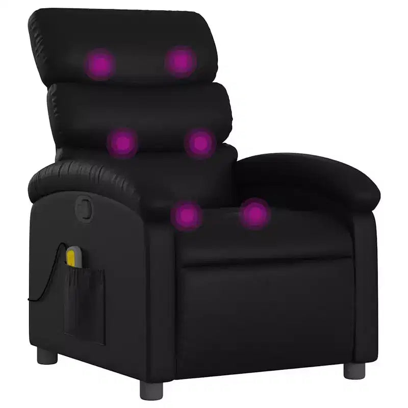 vidaXL Massage Recliner Chair, Adjustable Backrest/Footrest - Black