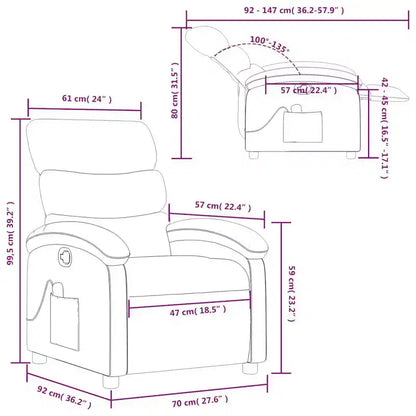 Fauteuil inclinable de massage vidaXL, dossier/repose-pieds réglable - Noir