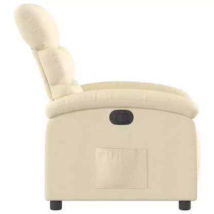 vidaXL Electric Recliner Chair - Cream Fabric Adjustable Armchair with Motorized Footrest, Side Pocket & Thick Padding for Living Room, Bedroom