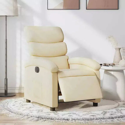 vidaXL Electric Recliner Chair - Cream Fabric Adjustable Armchair with Motorized Footrest, Side Pocket & Thick Padding for Living Room, Bedroom
