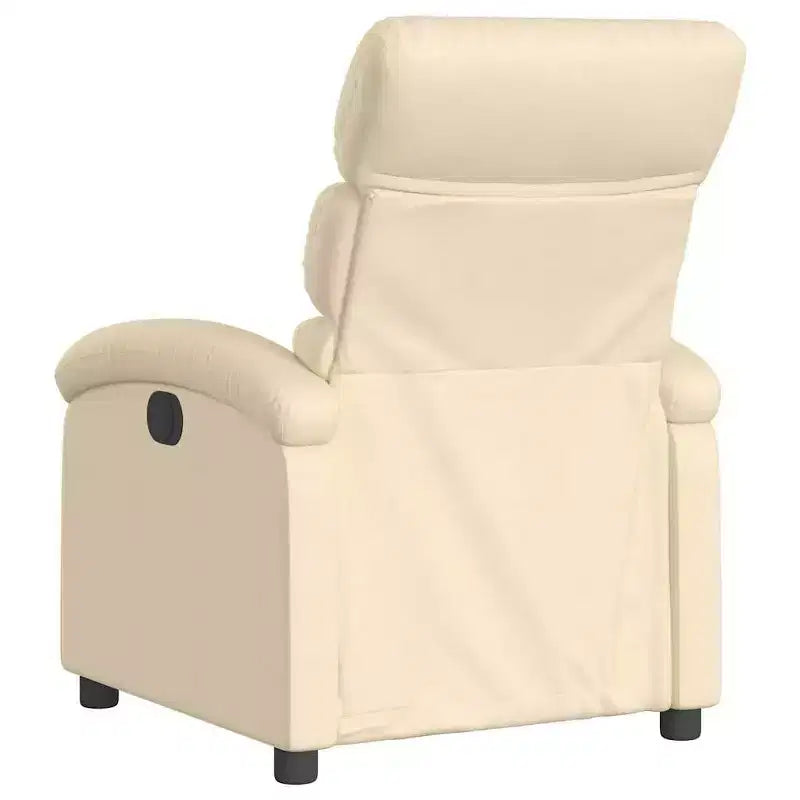 vidaXL Electric Recliner Chair - Cream Fabric Adjustable Armchair with Motorized Footrest, Side Pocket & Thick Padding for Living Room, Bedroom