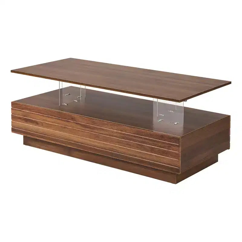 Okak 47.2 Table basse LED moderne, Table centrale rectangulaire à intensité variable intelligente avec 2 tiroirs cachés et commande tactile pour salon/cinéma maison