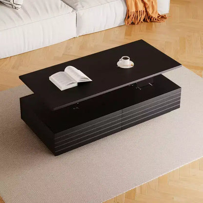 Okak 47.2 Table basse LED moderne, Table centrale rectangulaire à intensité variable intelligente avec 2 tiroirs cachés et commande tactile pour salon/cinéma maison