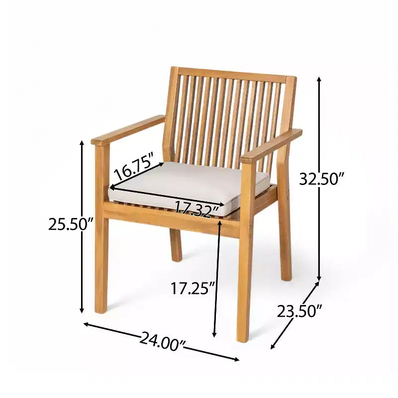 Christopher Knight Home Caitlyn Rustic 7 Piece Patio Acacia Wood Dining Set with Cushions