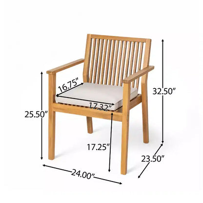 Christopher Knight Home Caitlyn Rustic 7 Piece Patio Acacia Wood Dining Set with Cushions