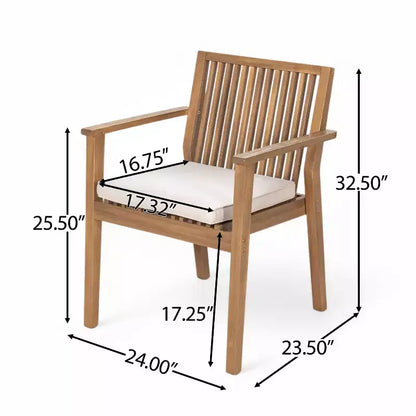 Christopher Knight Home Caitlyn Rustic 7 Piece Patio Acacia Wood Dining Set with Cushions