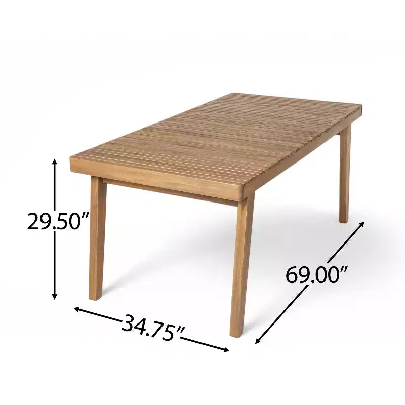 Christopher Knight Home Caitlyn Rustic 7 Piece Patio Acacia Wood Dining Set with Cushions