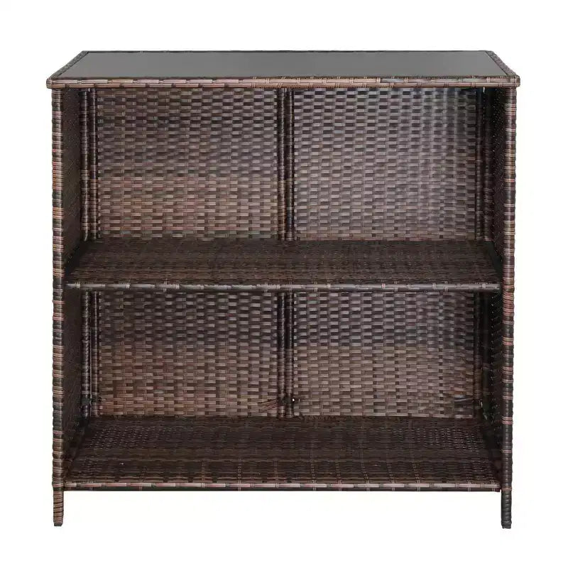 3-Piece Wicker Outdoor Serving Bar Set