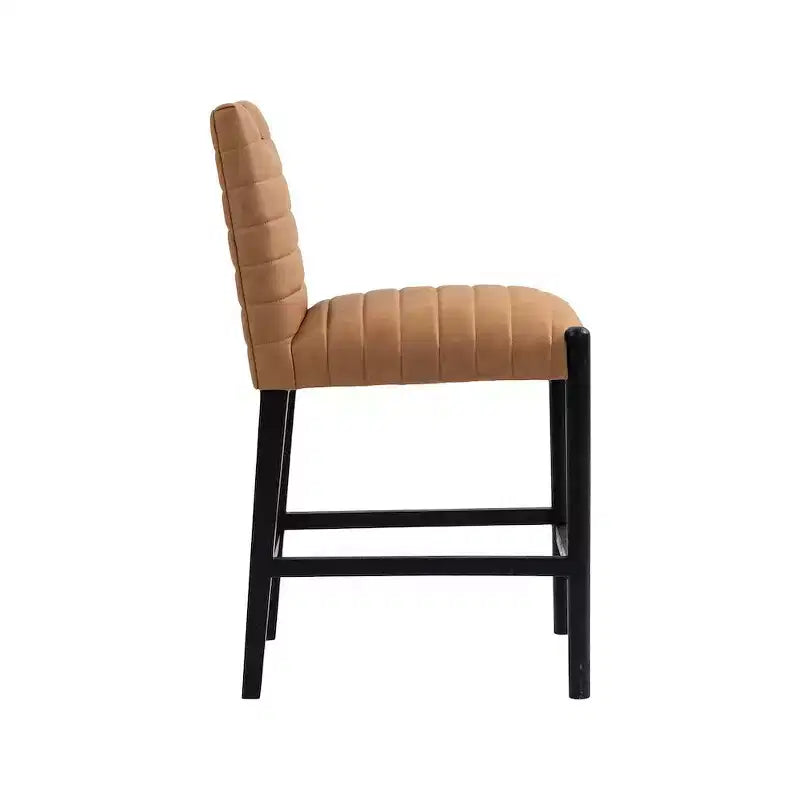 Meridian Furniture, Tabouret de comptoir Aimee en cuir végétalien couleur Cognac