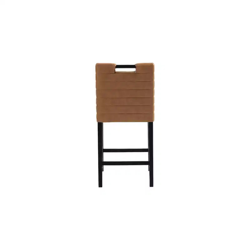 Meridian Furniture, Tabouret de comptoir Aimee en cuir végétalien couleur Cognac