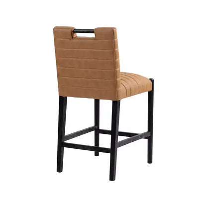 Meridian Furniture, Tabouret de comptoir Aimee en cuir végétalien couleur Cognac