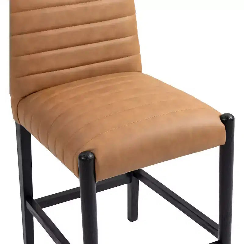 Meridian Furniture, Tabouret de comptoir Aimee en cuir végétalien couleur Cognac