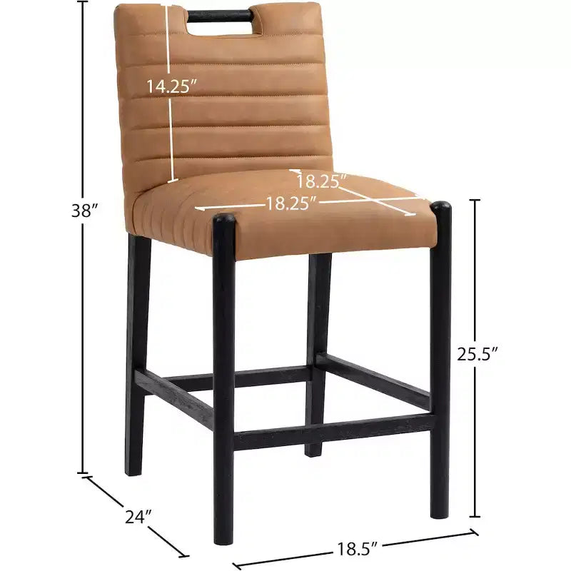 Meridian Furniture, Tabouret de comptoir Aimee en cuir végétalien couleur Cognac